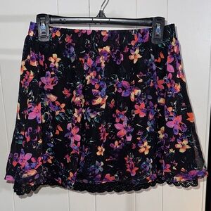 Decree Black Floral Mini Skirt